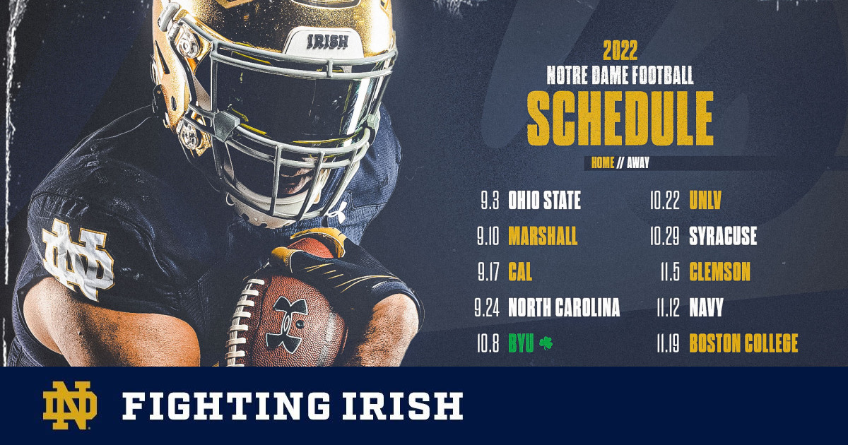 Nd Schedule 2022 Notre Dame Announces 2022 Football Schedule – Notre Dame Fighting Irish –  Official Athletics Website