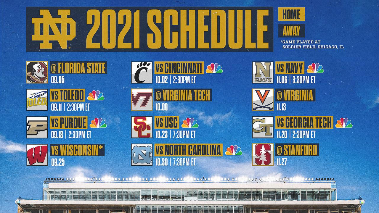 University Of Notre Dame Football Schedule 2022 Notre Dame And Nbc Announce 2021 Kick Times