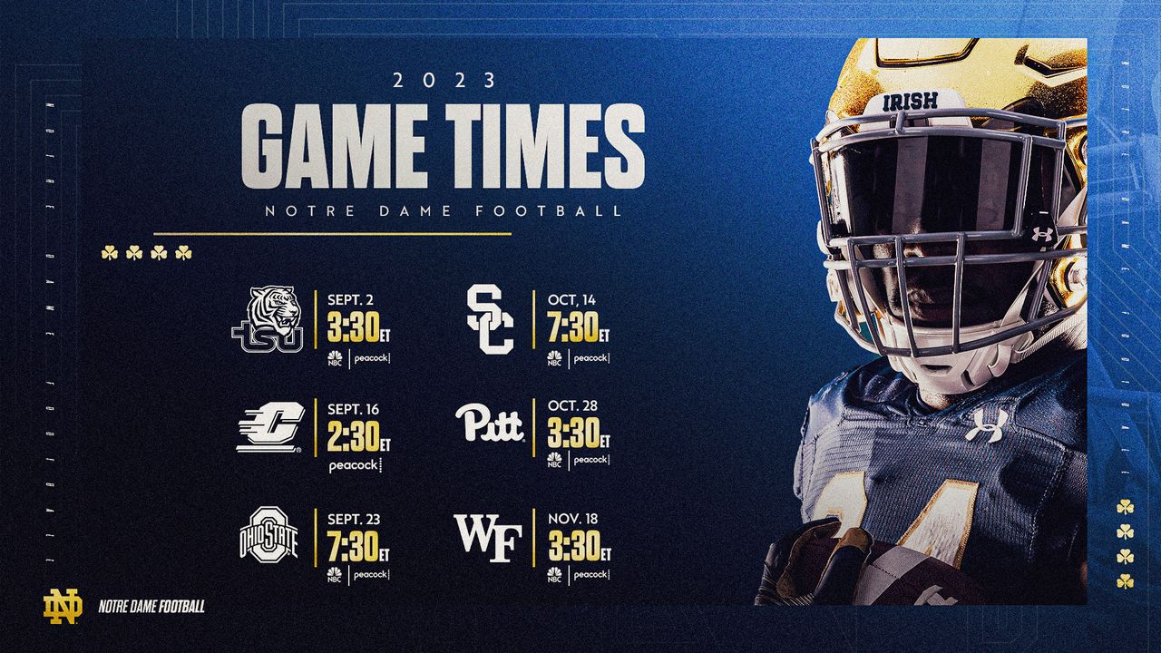 Notre Dame And NBC Sports Announce 2023 Football Kick Times Notre