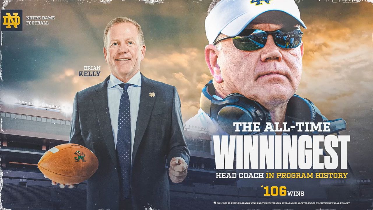 Brian Kelly Notre Dame's All-Time Winningest Coach – Notre Dame Fighting  Irish – Official Athletics Website